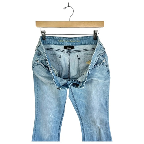 Levi's Retro 70's 423 Flare Jeans Low Rise White Washed Zip 2 Button Size 11/30 - Picture 6 of 14